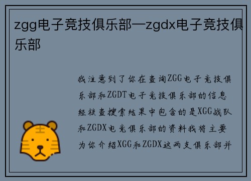 zgg电子竞技俱乐部—zgdx电子竞技俱乐部